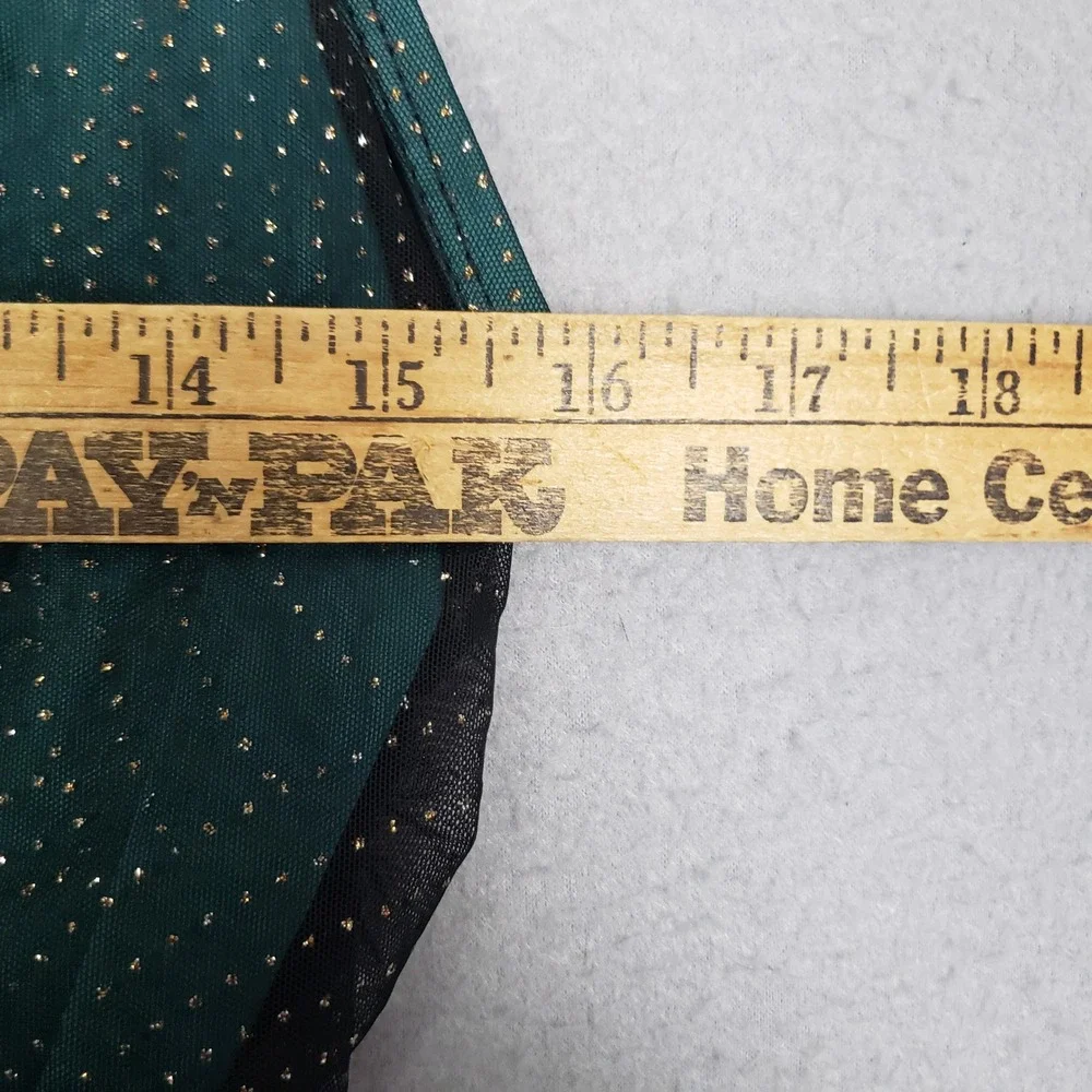 Chiffon Layer Midi Dress Emerald Green‎ Sparkle Dot Fairycore Whimsical Size XL